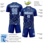 Custom Royal Light Blue-White Lightning Sublimation Soccer Uniform Jersey