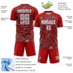 Custom Red Gray-White Lightning Sublimation Soccer Uniform Jersey