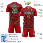 Custom Red Kelly Green-White Lightning Sublimation Soccer Uniform Jersey