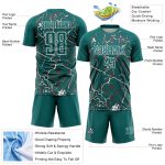 Custom Teal White Lightning Sublimation Soccer Uniform Jersey