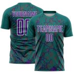 Custom Teal Purple-White Lightning Sublimation Soccer Uniform Jersey