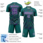 Custom Teal Purple-White Lightning Sublimation Soccer Uniform Jersey