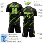 Custom Black Neon Green-White Abstract Fragment Art Splash Sublimation Soccer Uniform Jersey